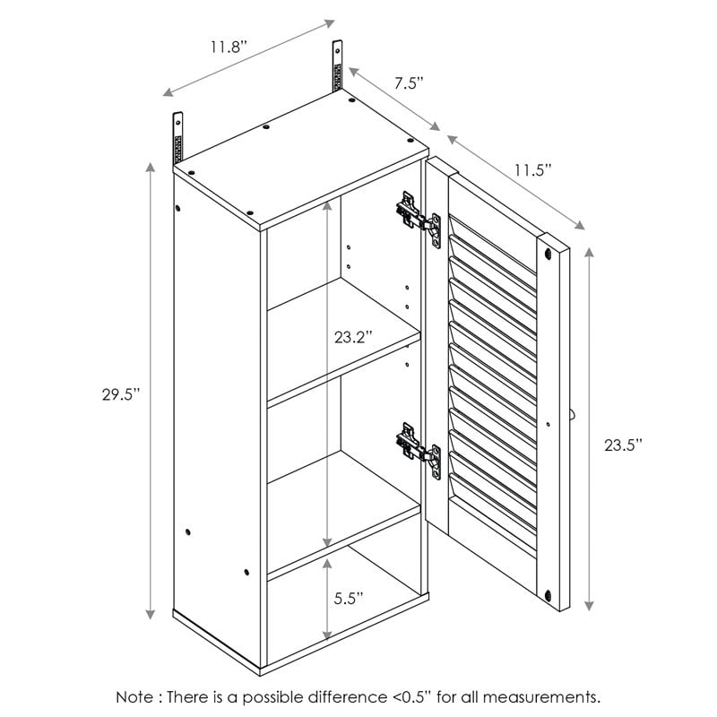 Furinno INDO Contemporary Engineered Wood Slim Wall Cabinet in Espresso