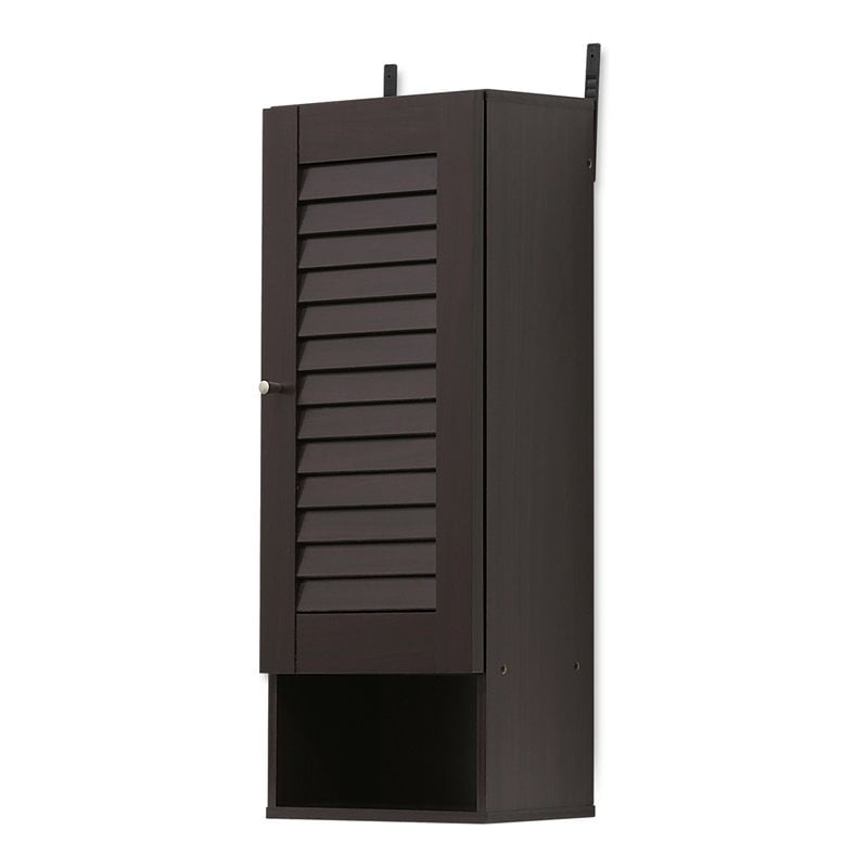 Furinno INDO Contemporary Engineered Wood Slim Wall Cabinet in Espresso
