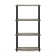 Furinno TURN-N-TUBE Wood 4-Tier Shelf Display Rack in French Oak Gray/Black