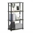 Furinno TURN-N-TUBE Wood 4-Tier Shelf Display Rack in French Oak Gray/Black