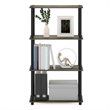 Furinno TURN-N-TUBE Wood 4-Tier Shelf Display Rack in French Oak Gray/Black