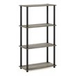 Furinno TURN-N-TUBE Wood 4-Tier Shelf Display Rack in French Oak Gray/Black
