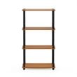 Furinno TURN-N-TUBE Wood 4-Tier Shelf Display Rack in Light Cherry/Black