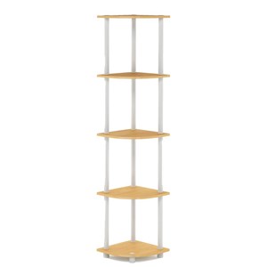 Furinno TURN-N-TUBE Wood 5 Tier Corner Display Rack in Beech/Natural