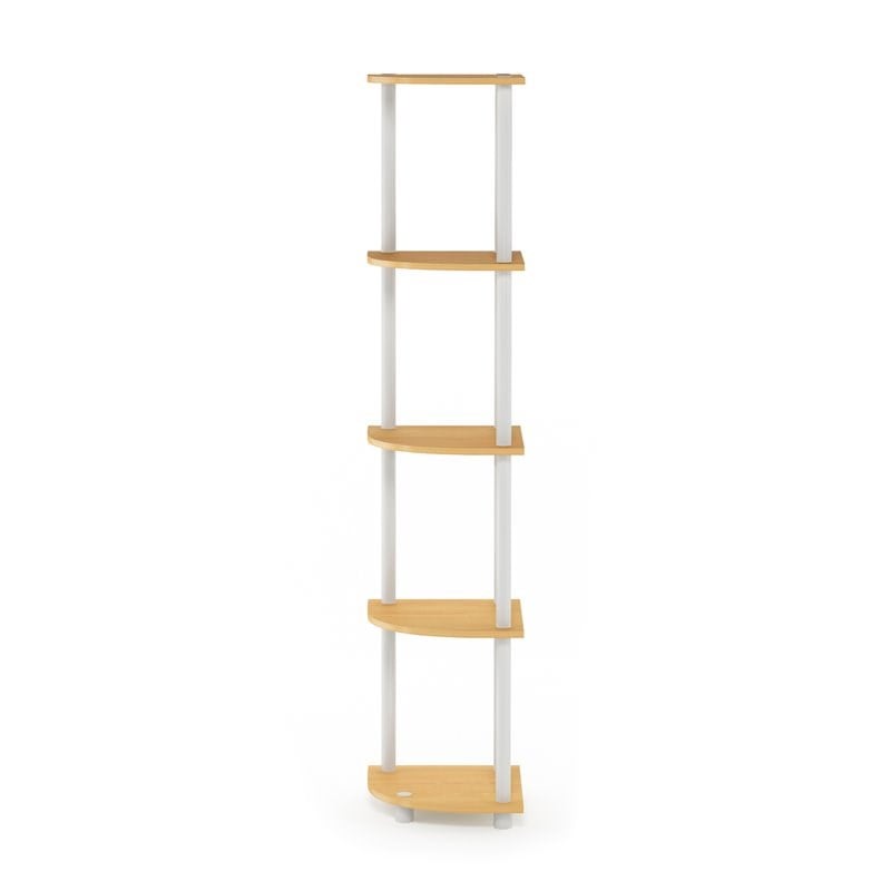 Furinno TURN-N-TUBE Wood 5 Tier Corner Display Rack in Beech/Natural