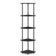 Furinno TURN-N-TUBE Wood 5 Tier Corner Display Rack in Black/Gray