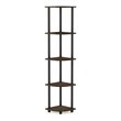 Furinno TURN-N-TUBE Wood 5 Tier Corner Display Rack in Columbia Walnut/Black