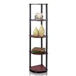Furinno TURN-N-TUBE Wood 5 Tier Corner Display Rack in Dark Cherry/Black