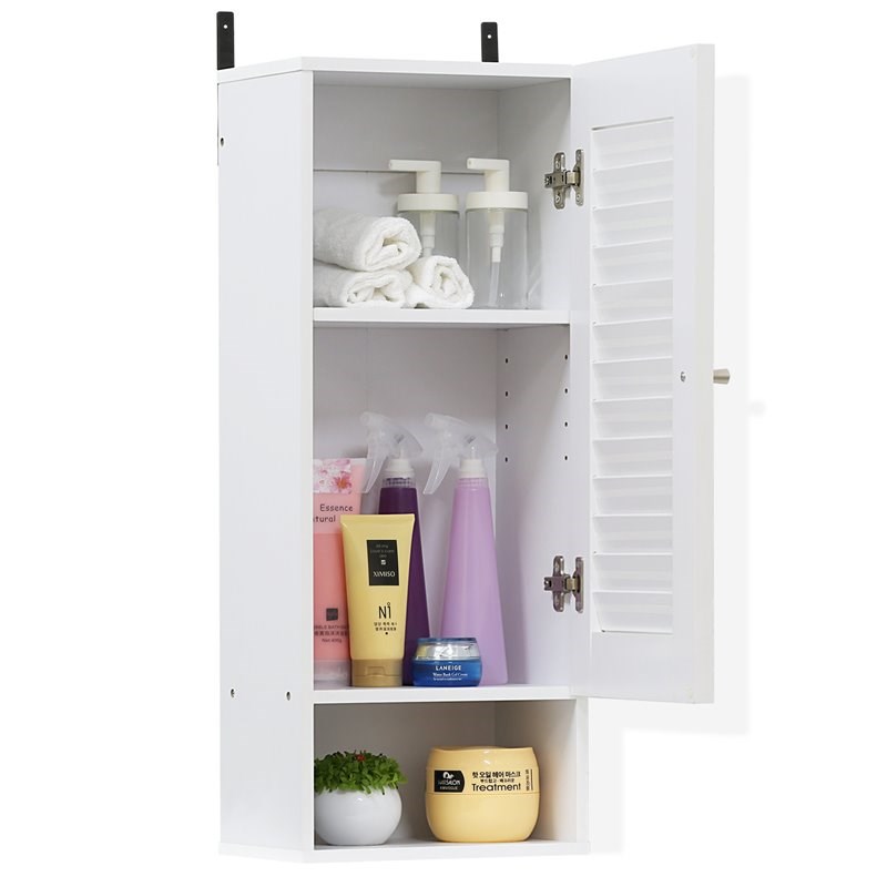 Furinno INDO Contemporary Engineered Wood Slim Wall Cabinet in White
