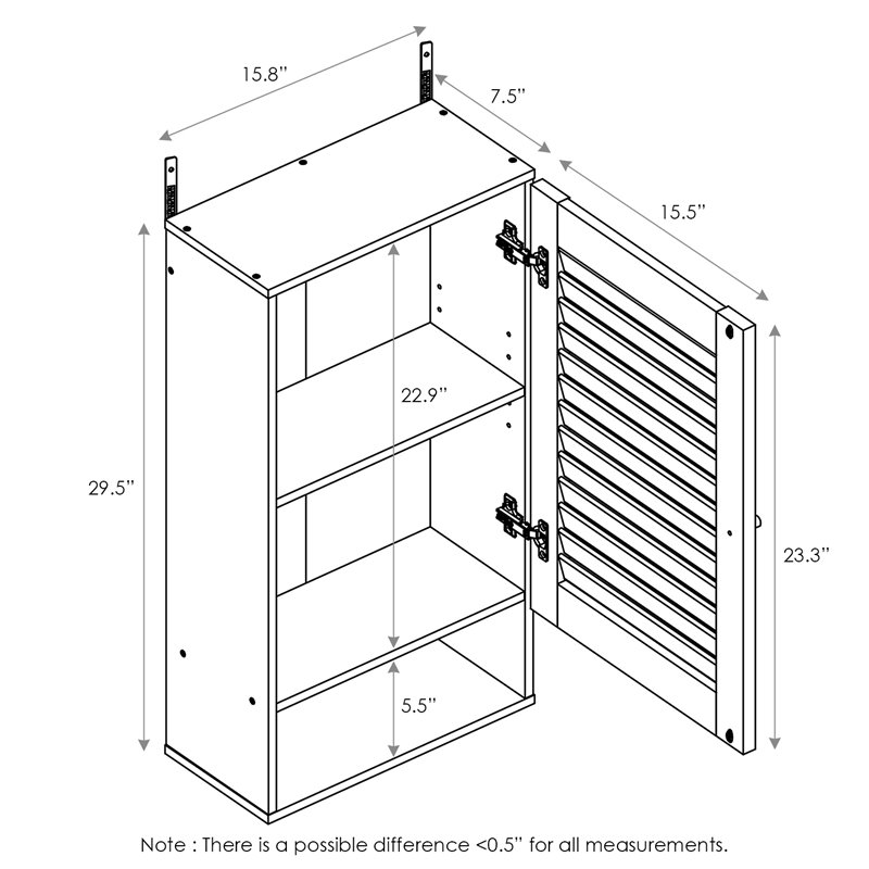 Furinno INDO Contemporary Engineered Wood Wide Wall Cabinet in Espresso