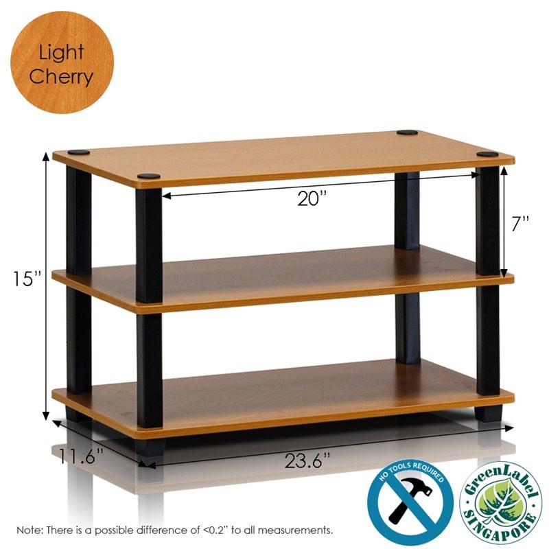 Furinno TURN-S-TUBE Engineered Wood 3-Tier Shoe Rack in Light Cherry/Black