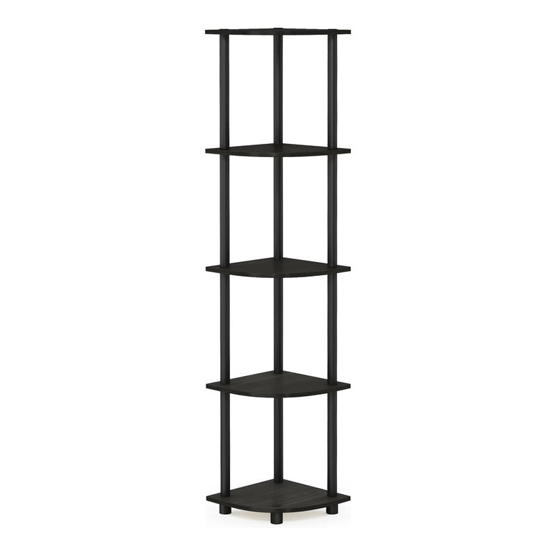 Furinno TURN-N-TUBE Wood 5 Tier Corner Display Rack in Espresso/Black