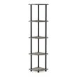 Furinno TURN-N-TUBE Wood 5 Tier Corner Display Rack in French Oak Gray/Black