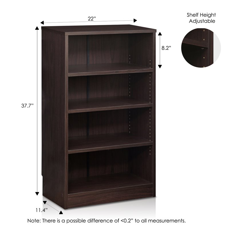 Furinno INDO Engineered Wood 4-Tier Accessories Storage Shelf in Espresso