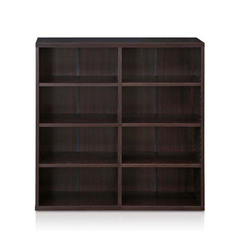 Furinno INDO Engineered Wood 4x2 Stackable Accessories Storage Shelf in Espresso