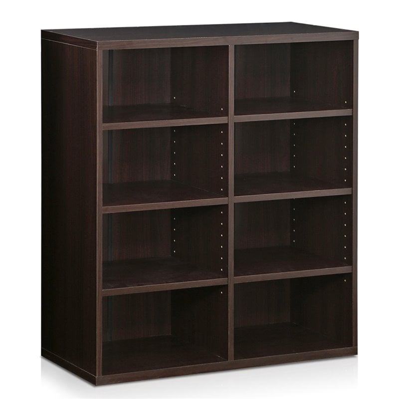 Furinno INDO Engineered Wood 4x2 Stackable Accessories Storage Shelf in Espresso