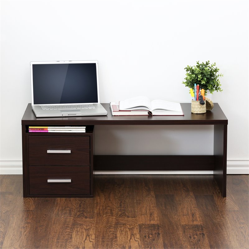 Furinno INDO Engineered Wood Petite Stackable 2-Drawers Storage Cube in Espresso