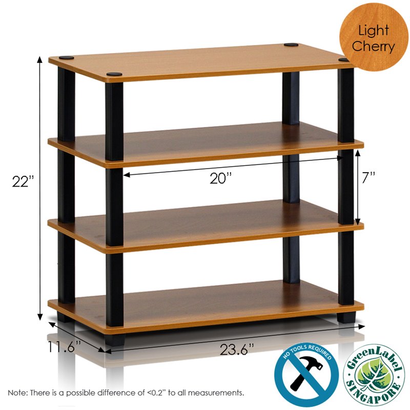 Furinno TURN-S-TUBE Engineered Wood 4-Tier Shoe Rack in Light Cherry/Black