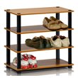Furinno TURN-S-TUBE Engineered Wood 4-Tier Shoe Rack in Light Cherry/Black