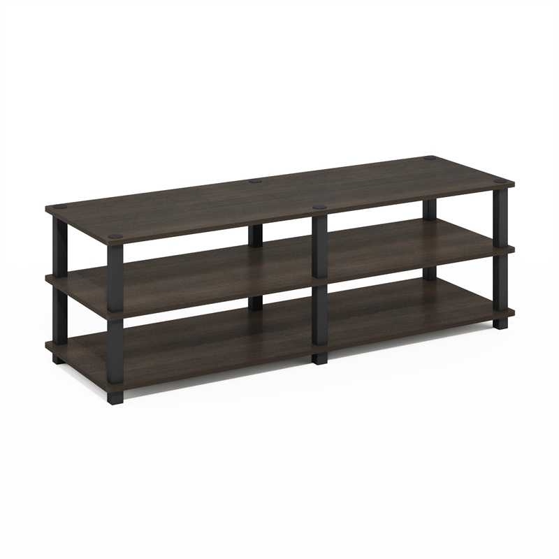 Furinno Turn-S-Tube Wood No Tools 3-Tier Shoe Storage Rack in Dark Brown/Black