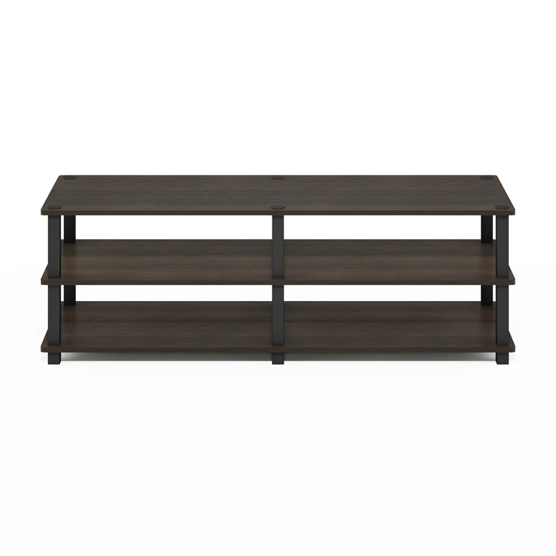 Furinno Turn-S-Tube Wood No Tools 3-Tier Shoe Storage Rack in Dark Brown/Black