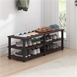 Furinno TURN-S-TUBE Wood No Tools 3-Tier Shoe Storage Rack in Dark Cherry/Black