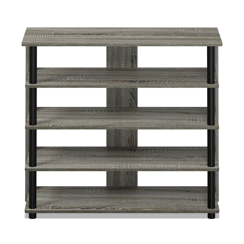 Furinno TURN-N-TUBE Engineered Wood 5-Tier Wide Shoe Rack in French Oak Gray