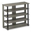 Furinno TURN-N-TUBE Engineered Wood 5-Tier Wide Shoe Rack in French Oak Gray