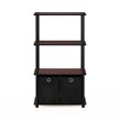 Furinno Go Green Wood 4-Tier Storage Rack Shelving Unit in Dark Cherry/Black