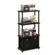 Furinno Go Green Wood 4-Tier Storage Rack Shelving Unit in Dark Cherry/Black