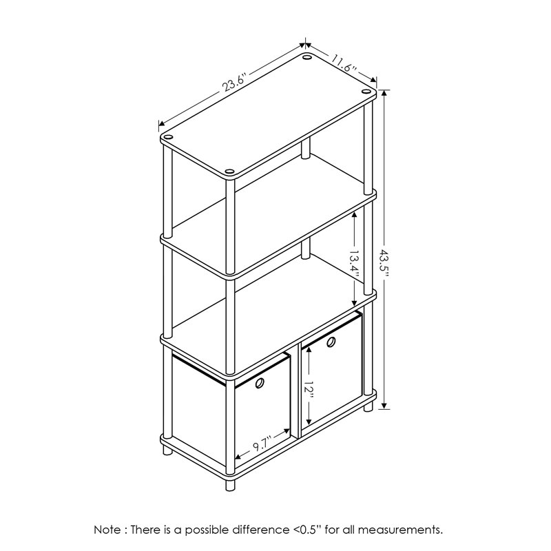 Furinno Go Green Wood 4-Tier Storage Rack Shelving Unit in Dark Cherry/Black