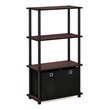 Furinno Go Green Wood 4-Tier Storage Rack Shelving Unit in Dark Cherry/Black