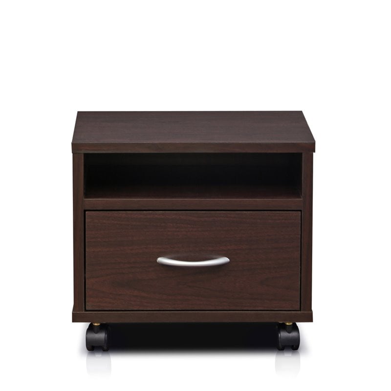 Furinno Indo Engineered Wood Petite Utility Cart with Casters in Espresso