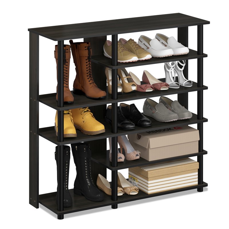 Furinno TURN-N-TUBE Engineered Wood Multi Storage Shoe Rack in Espresso