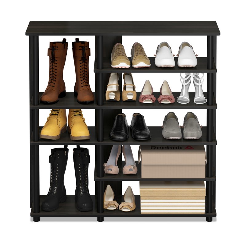Furinno TURN-N-TUBE Engineered Wood Multi Storage Shoe Rack in Espresso