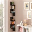 Furinno ROSSI Wood Wall Mount Floating Corner Square Shelf in Espresso(Set of 2)