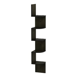furinno rossi wood 5-tier wall mount floating radial corner shelf in espresso