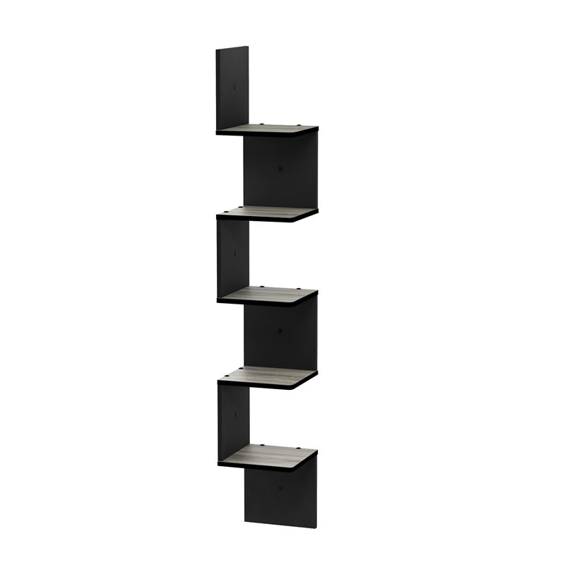 Furinno ROSSI Wood Wall Mount Floating Corner Square Shelf in Espresso