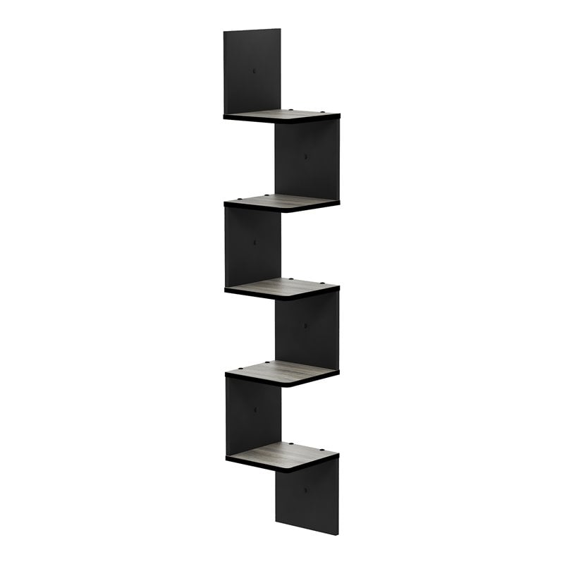 Furinno ROSSI Wood Wall Mount Floating Corner Square Shelf in Espresso