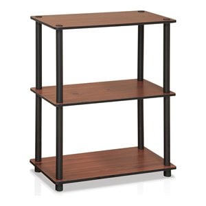 Furinno TURN-N-TUBE Wood 3-Tier Compact Shelf Display Rack in Dark Cherry/Black