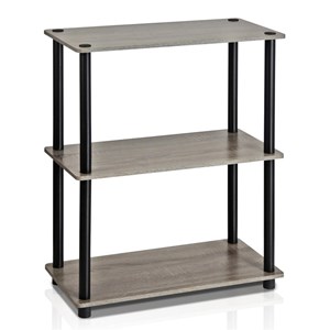 Furinno TURN-N-TUBE Wood 3-Tier Compact Shelf Display Rack in Oak Gray/Black
