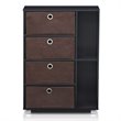 Furinno ANDREY Wood Multipurpose Storage Cabinet with Bin Drawers in Dark Walnut