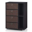Furinno ANDREY Wood Multipurpose Storage Cabinet with Bin Drawers in Dark Walnut