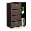 Furinno ANDREY Wood Multipurpose Storage Cabinet with Bin Drawers in Dark Walnut