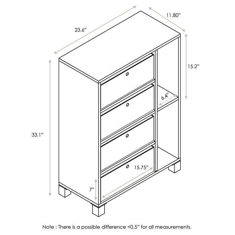 Furinno ANDREY Wood Multipurpose Storage Cabinet with Bin Drawers in Dark Walnut