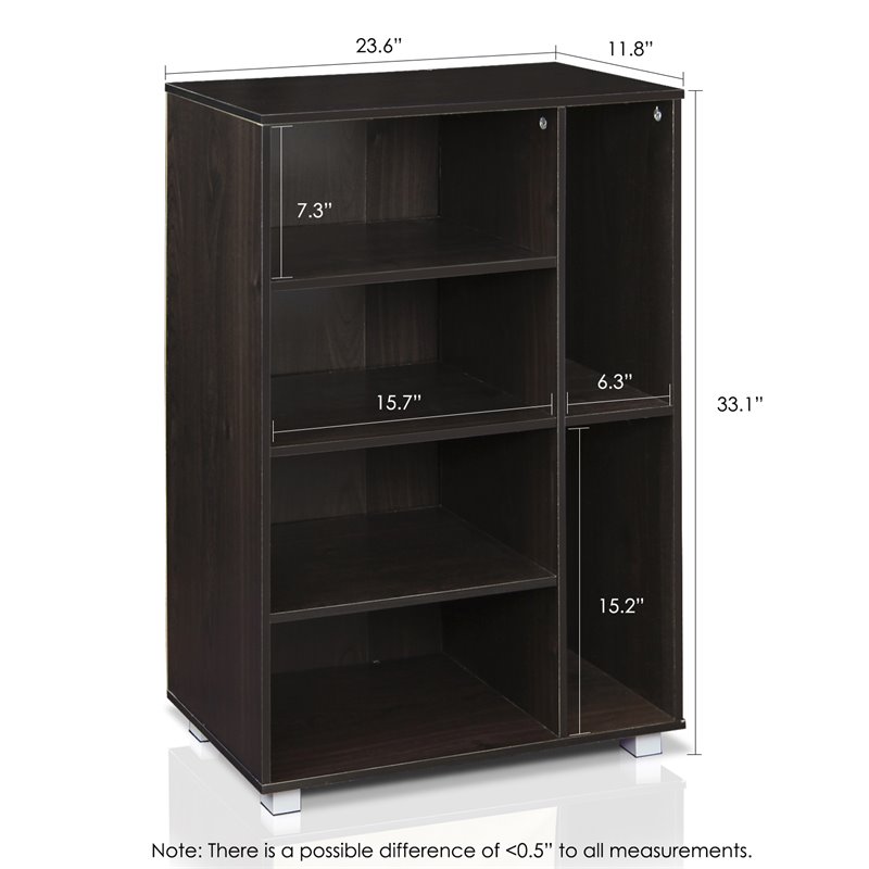 Furinno ANDREY Wood Storage Cabinet with Bin Drawers in Espresso/Brown