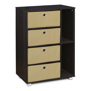 furinno andrey wood storage cabinet with bin drawers in espresso/brown
