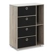 Furinno ANDREY Wood Storage Cabinet with Bin Drawers in French Oak Gray/Black