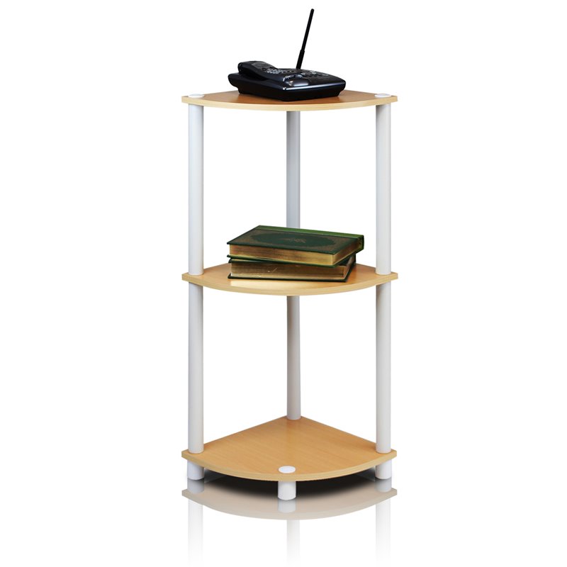 Furinno TURN-N-TUBE Wood 3-Tier Corner Display Rack in Beech/Natural