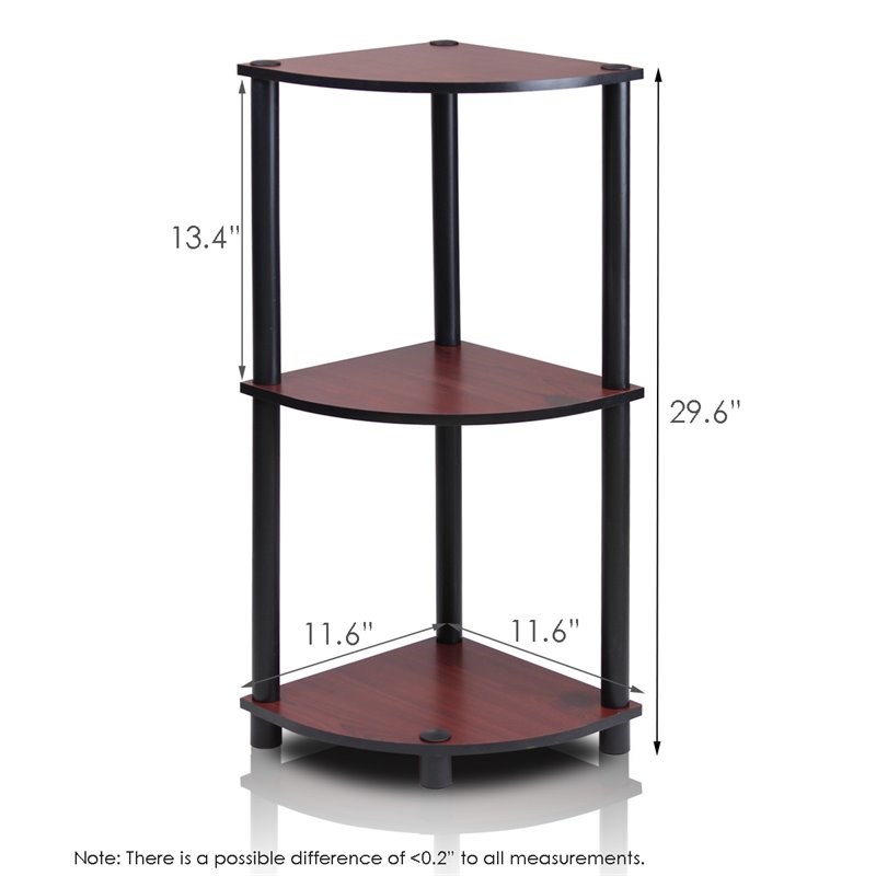 Furinno TURN-N-TUBE Wood 3-Tier Corner Display Rack in Dark Cherry/Black